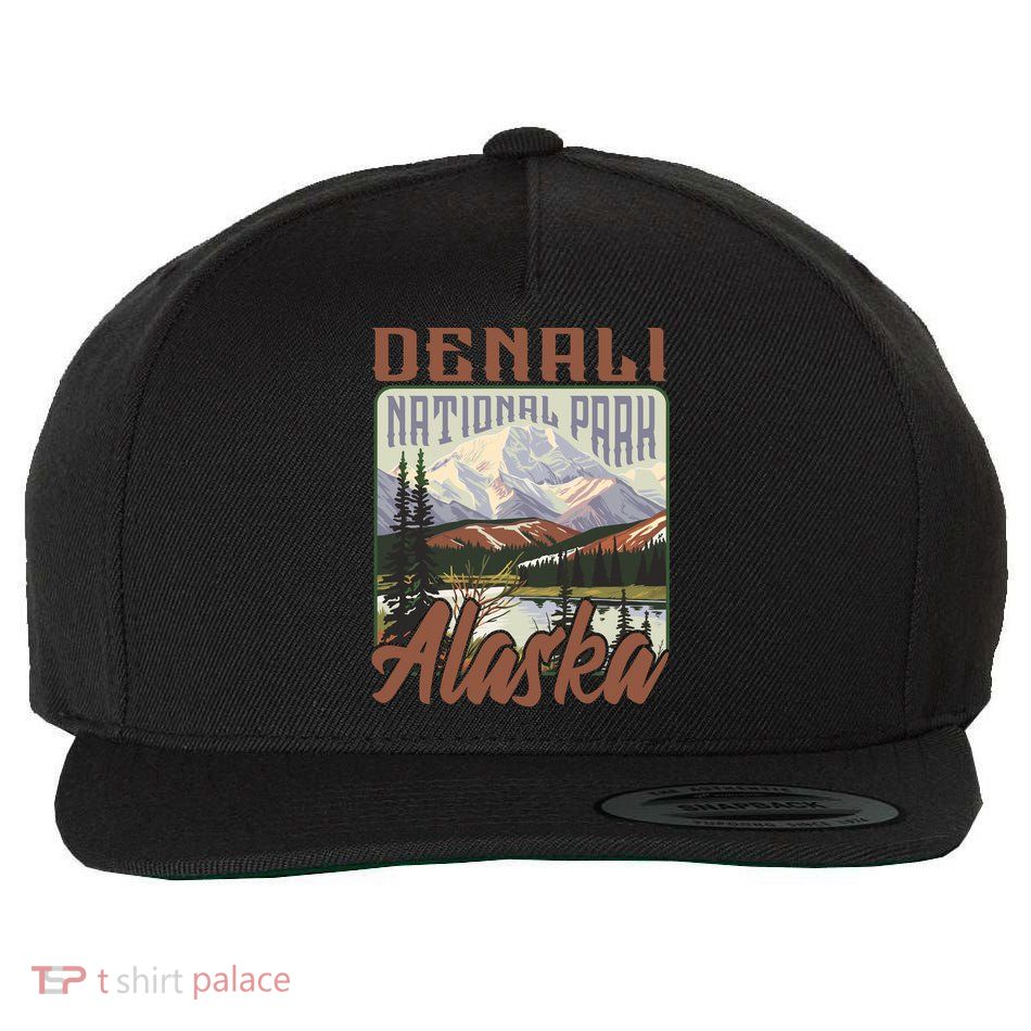 Denali National Park Alaska Wool Snapback Cap