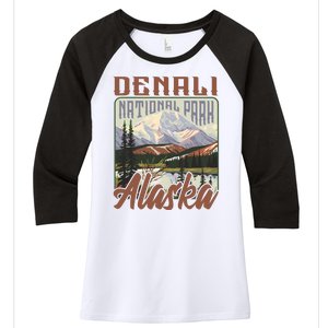 Denali National Park Alaska Women's Tri-Blend 3/4-Sleeve Raglan Shirt