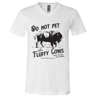 Do Not Pet The Fluffy Cows American Bison Vintage V-Neck T-Shirt