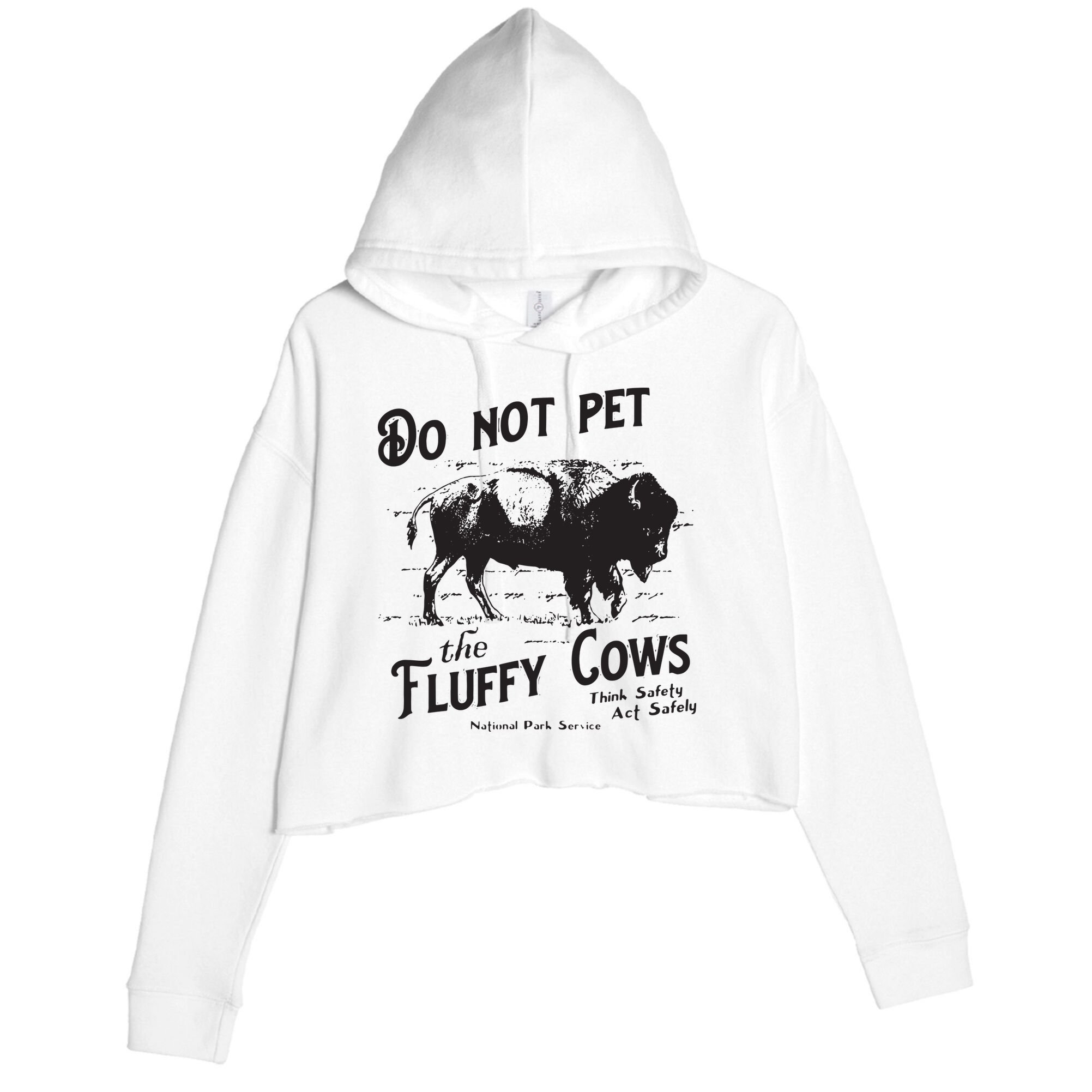 Do Not Pet The Fluffy Cows American Bison Vintage Crop Fleece Hoodie