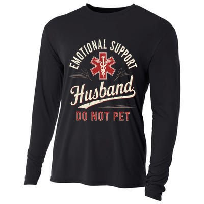 Do Not Pet Emotional Support Husband Funny Cooling Performance Long Sleeve Crew