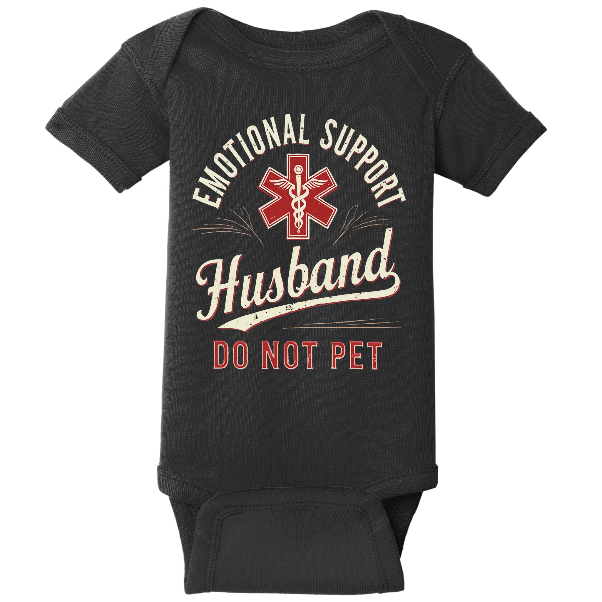 Do Not Pet Emotional Support Husband Funny Baby Bodysuit