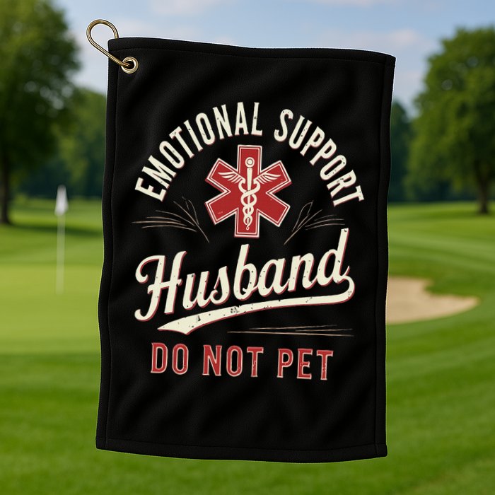 Do Not Pet Emotional Support Husband Funny Golf Towel