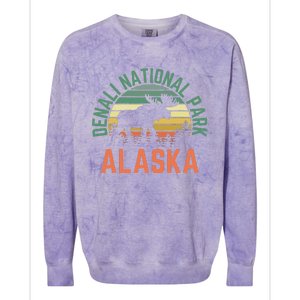 Denali National Park Alaska Moose Hiking Nature Retro Colorblast Crewneck Sweatshirt