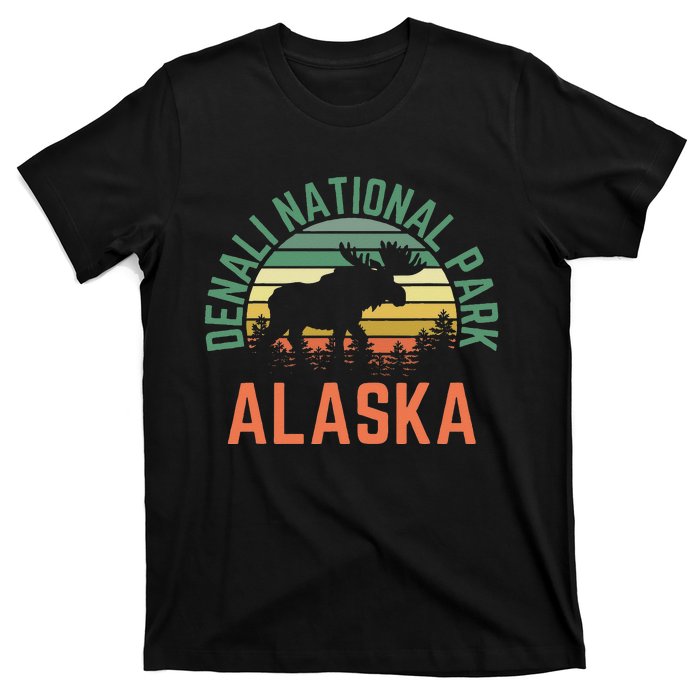 Denali National Park Alaska Moose Hiking Nature Retro T-Shirt