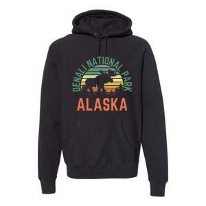 Denali National Park Alaska Moose Hiking Nature Retro Premium Hoodie