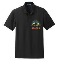 Denali National Park Alaska Moose Hiking Nature Retro Dry Zone Grid Polo