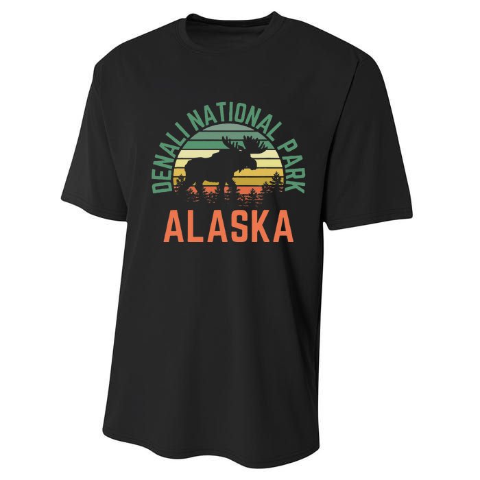 Denali National Park Alaska Moose Hiking Nature Retro Performance Sprint T-Shirt