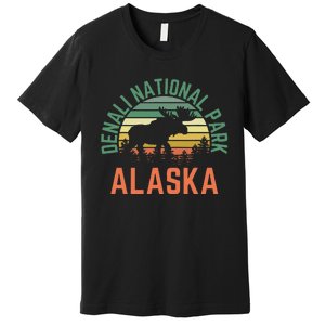 Denali National Park Alaska Moose Hiking Nature Retro Premium T-Shirt