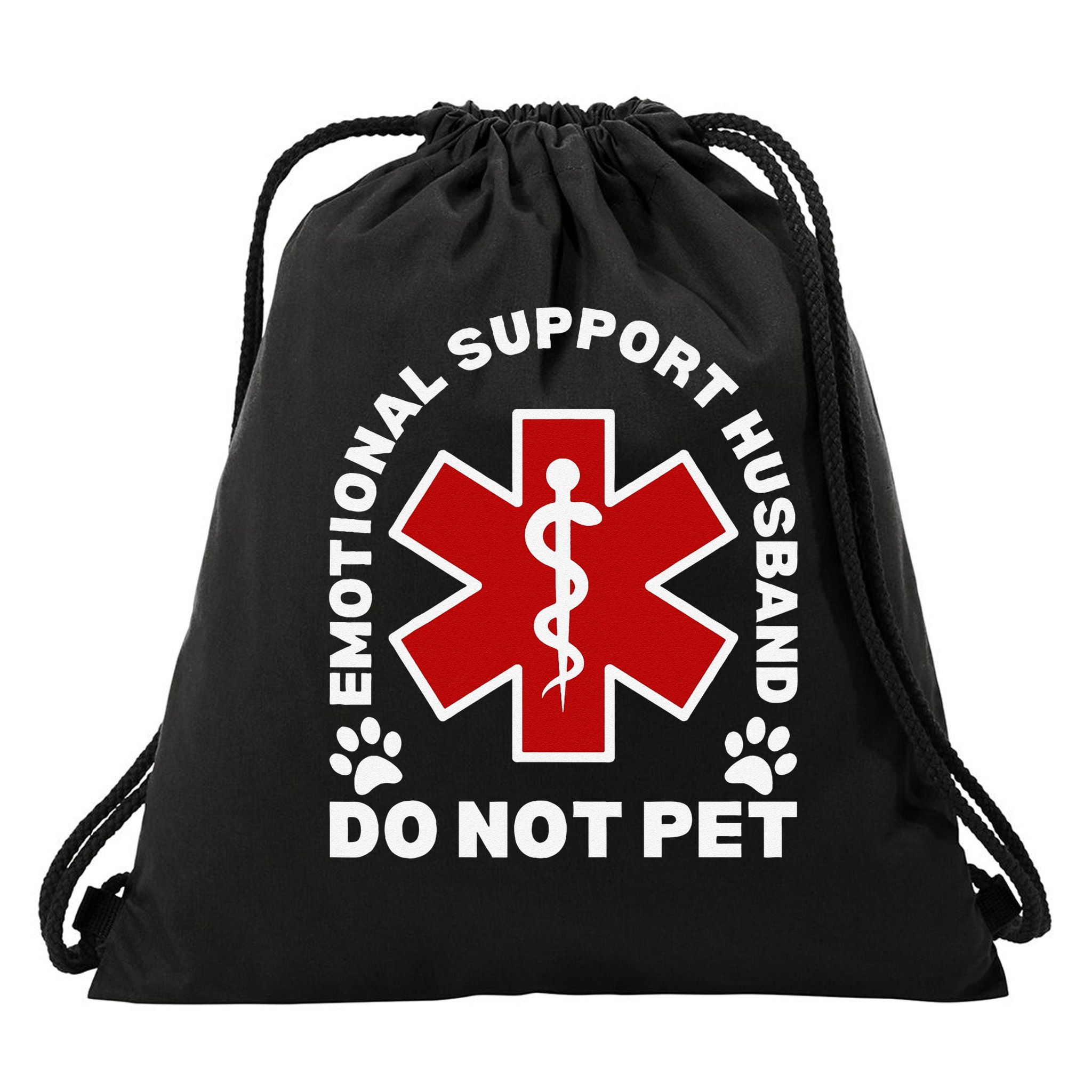 Do Not Pet Emotional Support Husband Funny Drawstring Bag