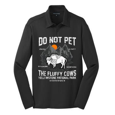 Do Not Pet The Fluffy Cows Bison Yellowstone National Park Silk Touch Performance Long Sleeve Polo