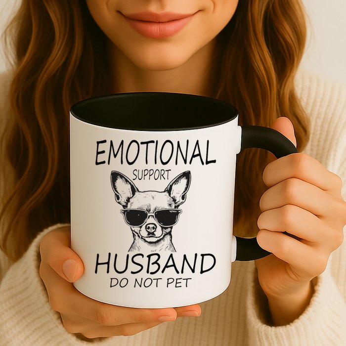 Do Not Pet Emotional Husband Support Funny Chihuahua Dog Mug