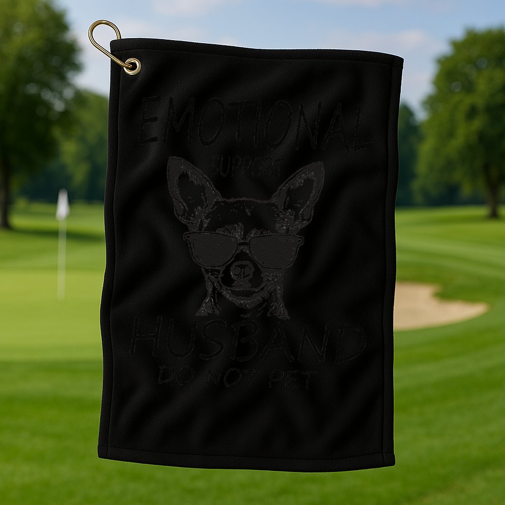 Do Not Pet Emotional Husband Support Funny Chihuahua Dog Golf Towel