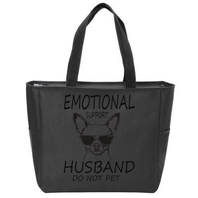 Do Not Pet Emotional Husband Support Funny Chihuahua Dog Zip Tote Bag