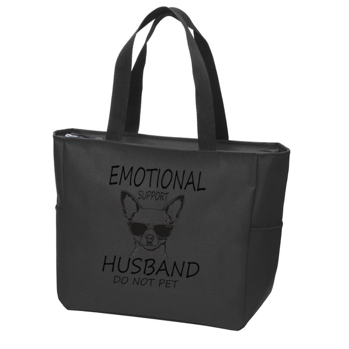 Do Not Pet Emotional Husband Support Funny Chihuahua Dog Zip Tote Bag