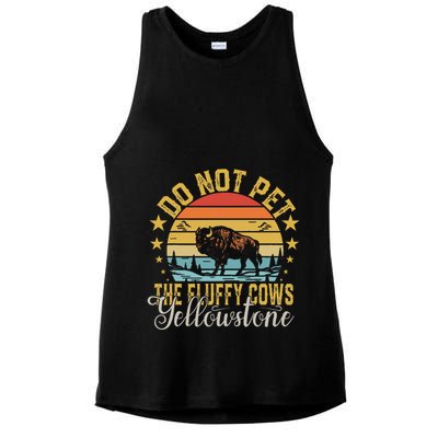 Do Not Pet The Fluffy Cows Buffalo & Bison Yellowstone Park Ladies PosiCharge Tri-Blend Wicking Tank