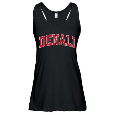Denali National Park Vintage Sports Design Red Design Ladies Essential Flowy Tank