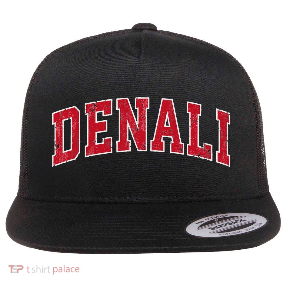 Denali National Park Vintage Sports Design Red Design Flatbill Hat