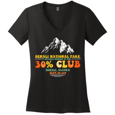 Denali National Park Alaska 30% Club Denali Mountain Tourist Women's V-Neck T-Shirt