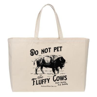 Do Not Pet The Fluffy Cows American Bison Vintage Cotton Canvas Jumbo Tote