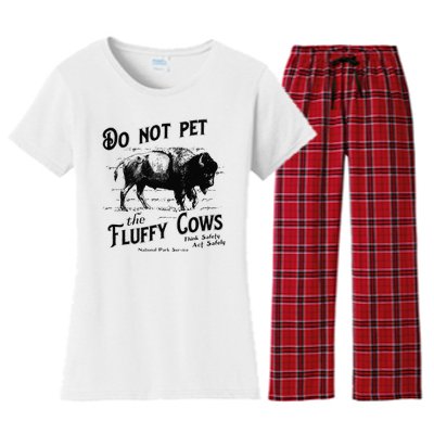 Do Not Pet The Fluffy Cows American Bison Vintage Women's Flannel Pajama Set