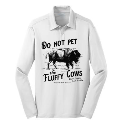 Do Not Pet The Fluffy Cows American Bison Vintage Silk Touch Performance Long Sleeve Polo