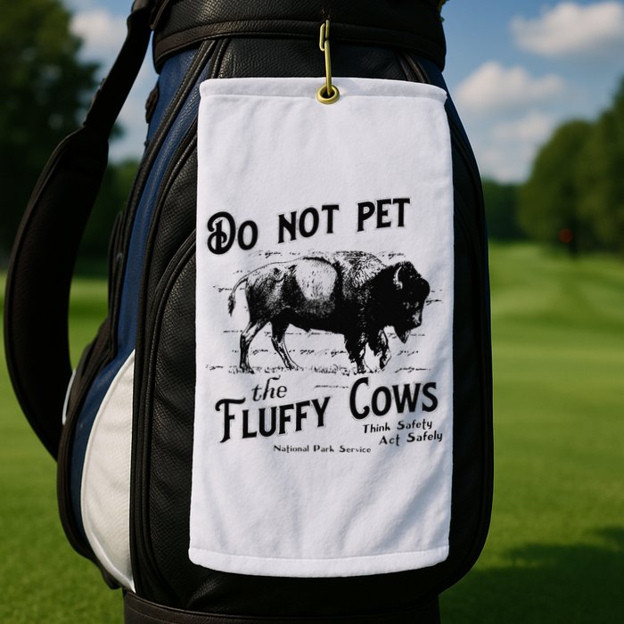 Do Not Pet The Fluffy Cows American Bison Vintage Golf Towel