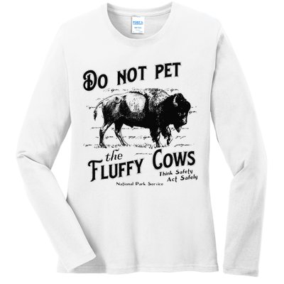 Do Not Pet The Fluffy Cows American Bison Vintage Ladies Long Sleeve Shirt
