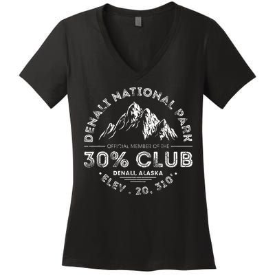 Denali National Park Alaska 30 Club Denali Mountain Tourist Women's V-Neck T-Shirt