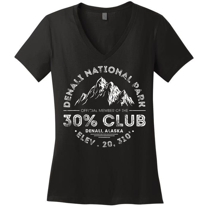 Denali National Park Alaska 30 Club Denali Mountain Tourist Women's V-Neck T-Shirt