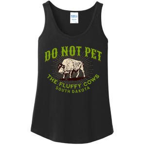 Do Not Pet The Fluffy Cows South Dakota Quote Funny Bison Ladies Essential Tank