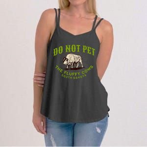 Do Not Pet The Fluffy Cows South Dakota Quote Funny Bison Women's Strappy Tank