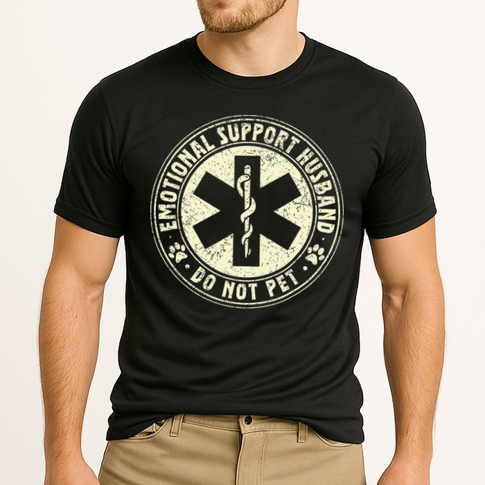 Do Not Pet Emotional Support Husband Funny Fathers Day Performance Shirt