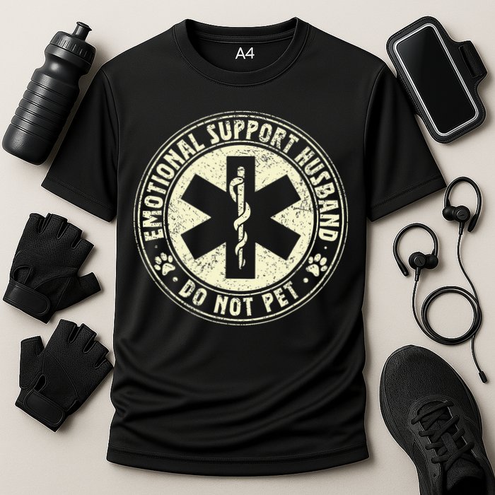 Do Not Pet Emotional Support Husband Funny Fathers Day Performance Shirt