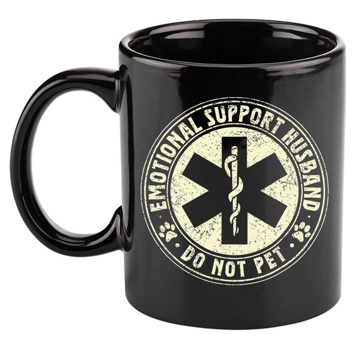 Do Not Pet Emotional Support Husband Funny Fathers Day 11oz C Handle Ceramic Mug