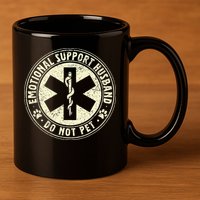 Do Not Pet Emotional Support Husband Funny Fathers Day 11oz C Handle Ceramic Mug