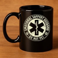 Do Not Pet Emotional Support Husband Funny Fathers Day 11oz C Handle Ceramic Mug