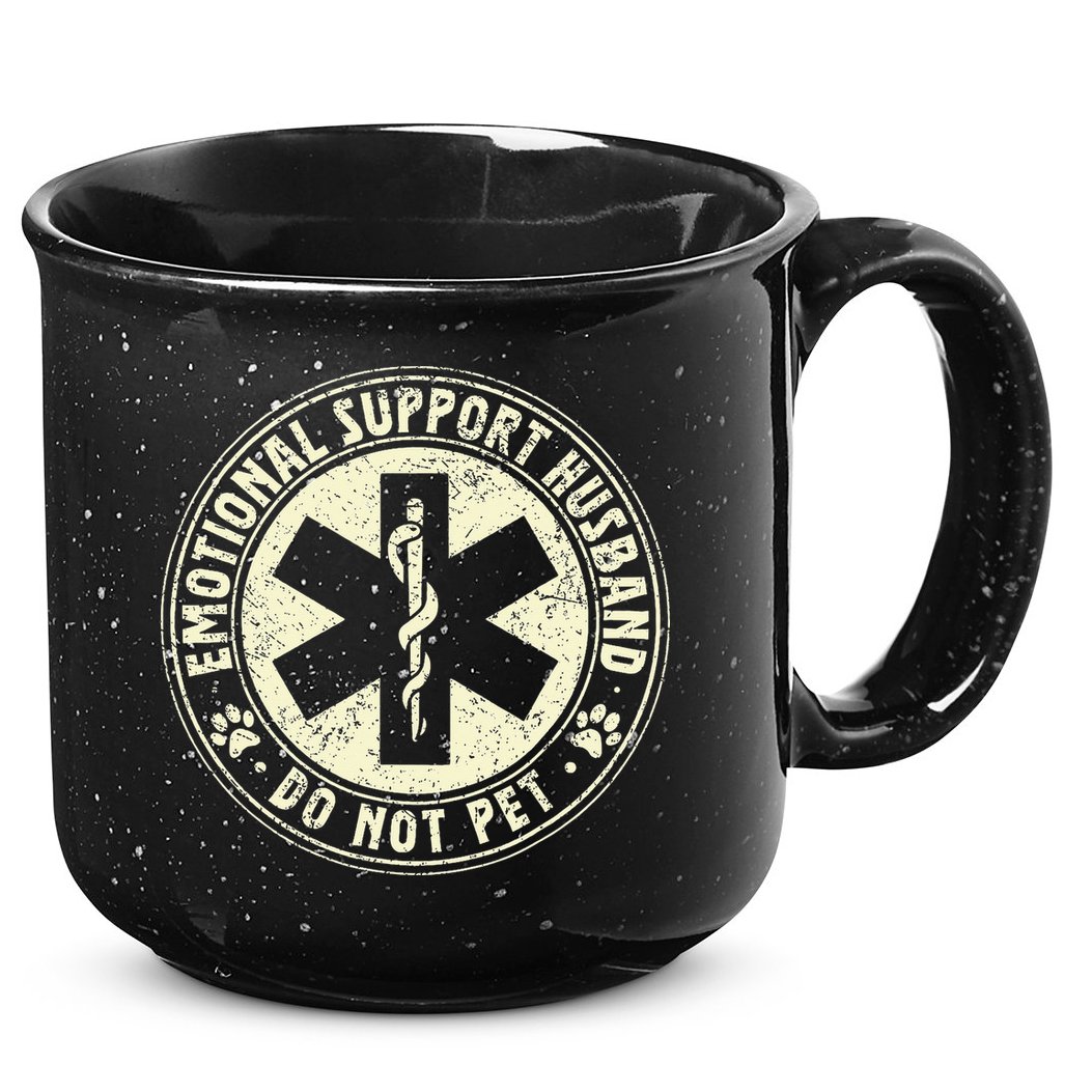 Do Not Pet Emotional Support Husband Funny Fathers Day 15oz Campfire Ceramic Mug