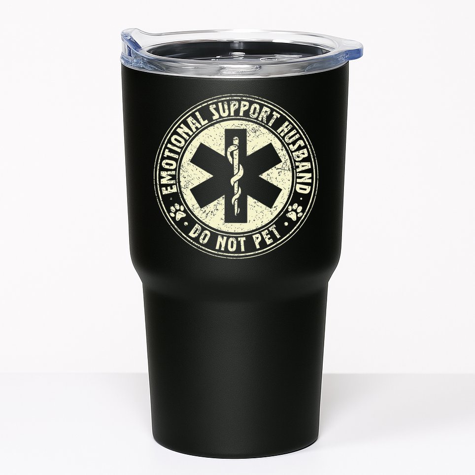 Do Not Pet Emotional Support Husband Funny Fathers Day Tumbler