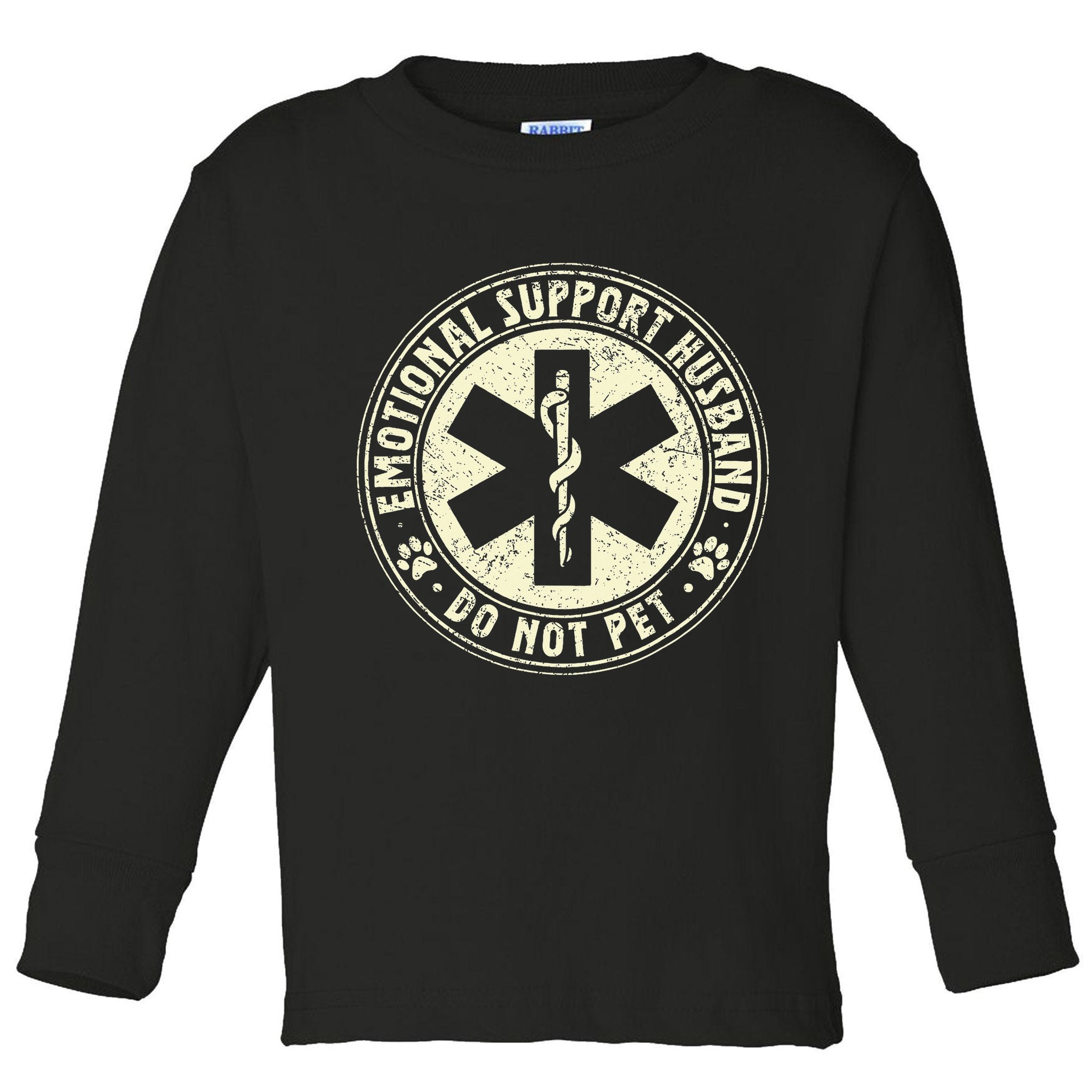 Do Not Pet Emotional Support Husband Funny Fathers Day Toddler Long Sleeve Shirt