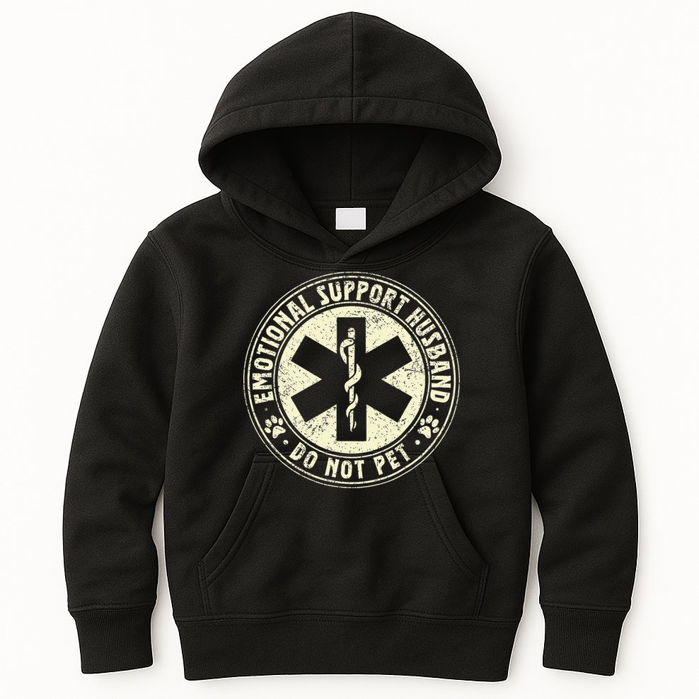 Do Not Pet Emotional Support Husband Funny Fathers Day Kids Hoodie