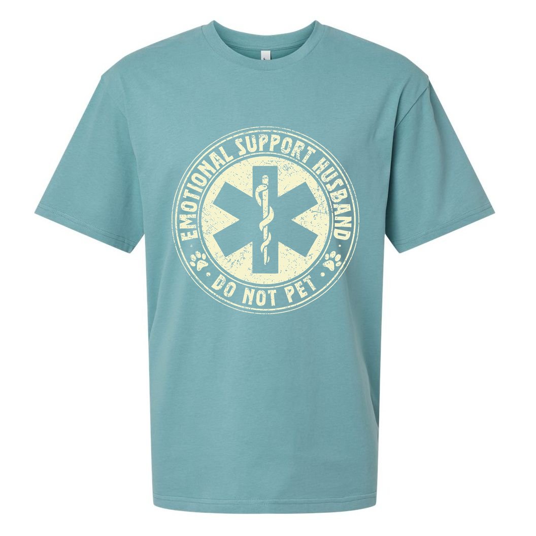 Do Not Pet Emotional Support Husband Funny Fathers Day Sueded Cloud Jersey T-Shirt