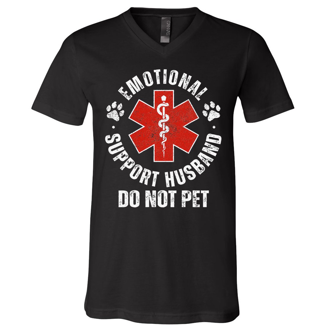 Do Not Pet Emotional Support Husband Funny V-Neck T-Shirt