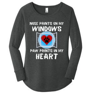 Dog Nose Prints On My Windows Paw In Heart Frit Women's Perfect Tri Tunic Long Sleeve Shirt