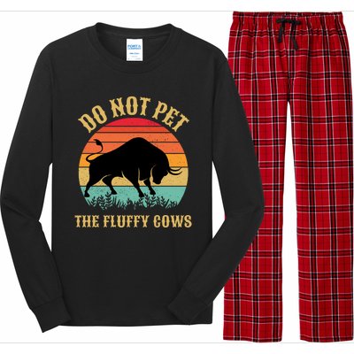 Do Not Pet The Fluffy Cows American Bison Vintage Long Sleeve Pajama Set