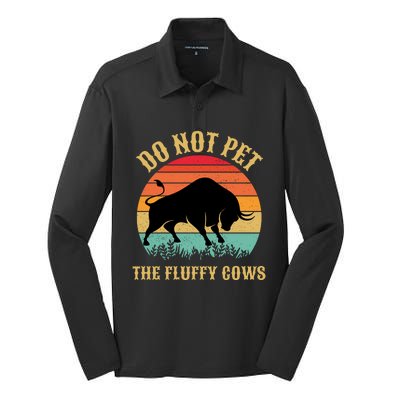 Do Not Pet The Fluffy Cows American Bison Vintage Silk Touch Performance Long Sleeve Polo