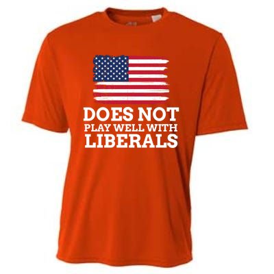 Does Not Play Well With Liberals Gift Cooling Performance Crew T-Shirt