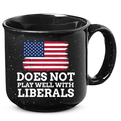 Does Not Play Well With Liberals Gift 15oz Campfire Ceramic Mug