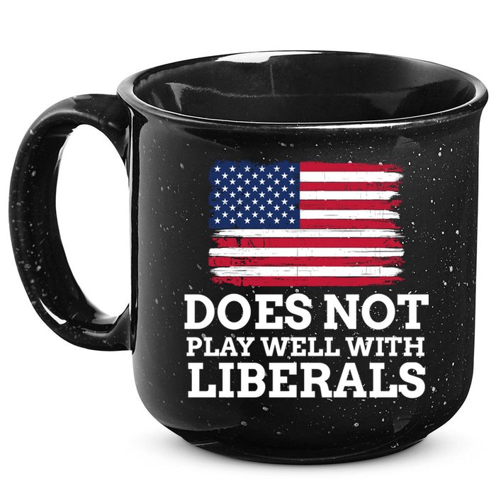 Does Not Play Well With Liberals Gift 15oz Campfire Ceramic Mug