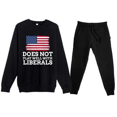 Does Not Play Well With Liberals Gift Premium Crewneck Sweatsuit Set